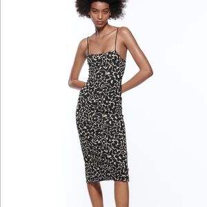 Zara Jacquard Stretchy Midi Bodycon Dress